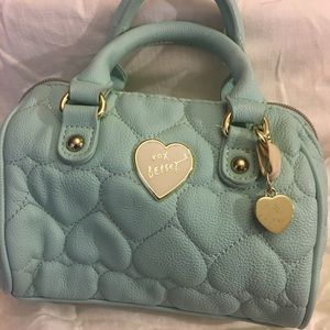 Betsey Johnson Quilted Satchel, Small Blue